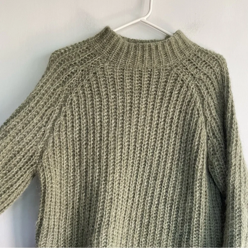 Vince - Marled Raglan Pullover in Jadeite Mohair Alpaca Blend Sweater Knit L